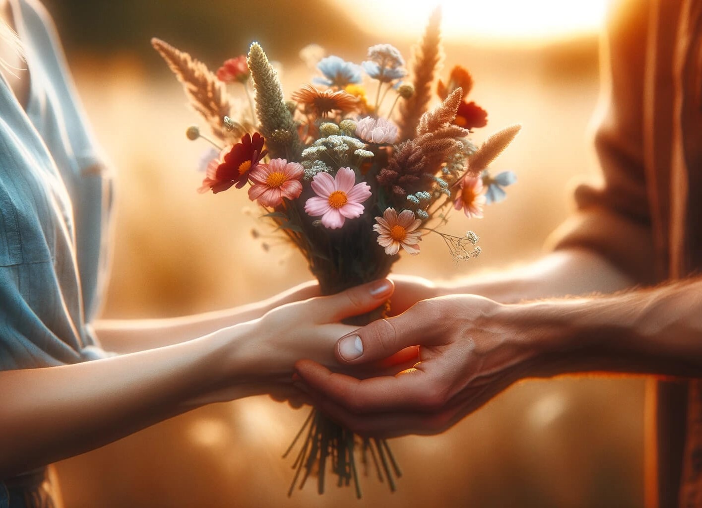 Bereit, Vertrauen zu pflanzen: Ein Blumenstrauß als Symbol für den Beginn einer Reise des Vertrauens und der Verbundenheit. Jede Blume repräsentiert eine Chance für Wachstum und Blüte in unseren Beziehungen. Ein Akt der Zuneigung und Hoffnung, der die Grundlage für tiefe Verbindungen legt.